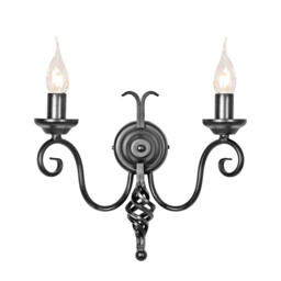 Harlech 2 Light Indoor Candle Wall Light Black with Shade - thumbnail 1