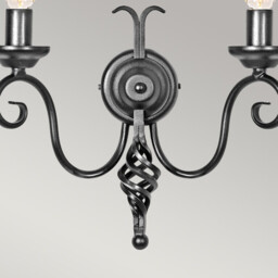 Harlech 2 Light Indoor Candle Wall Light Black with Shade - thumbnail 2
