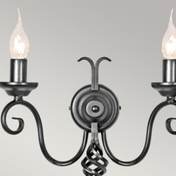 Harlech 2 Light Indoor Candle Wall Light Black with Shade - thumbnail 3
