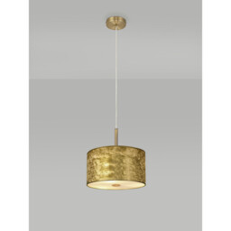 Baymont Antique Brass E27 Single Pendant With 30cm x 17cm Gold Leaf Shade With Frosted/AB Acrylic Diffuser - thumbnail 2