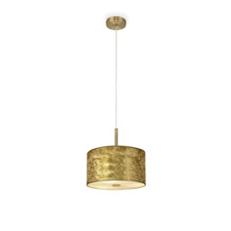 Baymont Antique Brass E27 Single Pendant With 30cm x 17cm Gold Leaf Shade With Frosted/AB Acrylic Diffuser - thumbnail 5