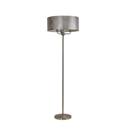 Banyan 3 Light Switched Floor Lamp With 50cm x 20cm Silver Leaf With White Lining Shade Satin Nickel/Silver Leaf - thumbnail 5