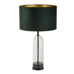 Oxford Table Lamp,Glass, Black, Marble, Green Velvet - thumbnail 2