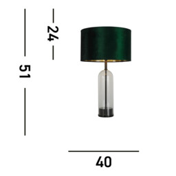 Oxford Table Lamp,Glass, Black, Marble, Green Velvet - thumbnail 3