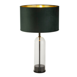 Oxford Table Lamp,Glass, Black, Marble, Green Velvet - thumbnail 1