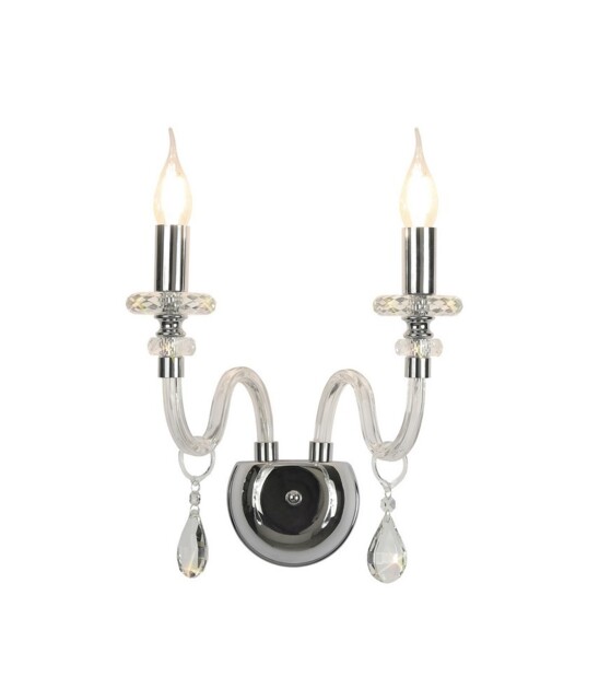 Allegany Wall Lamp, 2 Candle Light E14, Polished Chrome, Clear Glass, Crystal - image 1