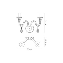 Allegany Wall Lamp, 2 Candle Light E14, Polished Chrome, Clear Glass, Crystal - thumbnail 2
