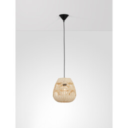 Marlo 27cm Dome Pendant Ceiling Light Natural Rattan Black Fabric Wire, Base LED E27 - thumbnail 5