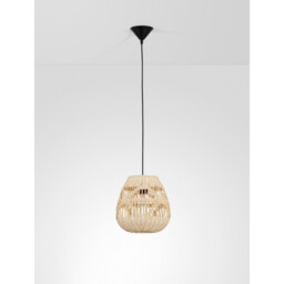 Marlo 27cm Dome Pendant Ceiling Light Natural Rattan Black Fabric Wire, Base LED E27 - thumbnail 3