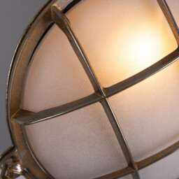 Evander Outdoor Marine Bulkhead, Antique Brass, Frosted Glass, IP54 - thumbnail 5