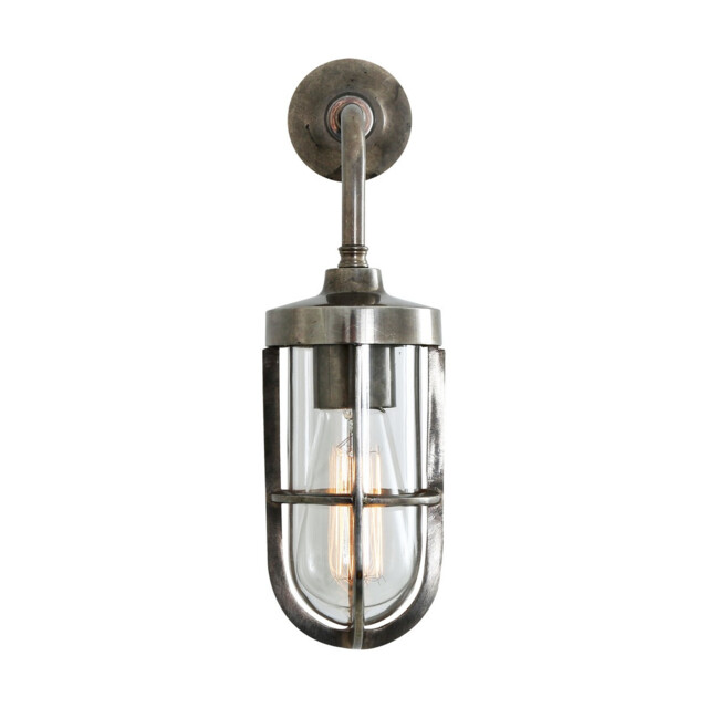 Carac Outdoor Wall Light, Antique Silver, Clear Glass, IP65