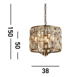 Bijou 3 Light Pendant Antique Brass, Champagne Glass - thumbnail 3