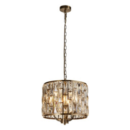 Bijou 3 Light Pendant Antique Brass, Champagne Glass - thumbnail 1