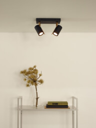 Grony Modern Twin Ceiling Spotlight - LED Dim to warm - GU10 - 2x5W 2200K/3000K - Black - thumbnail 5