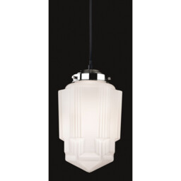 Art 1 Light Ceiling Pendant Chrome, Opal White Glass, E27 - thumbnail 2