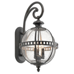 Halleron 3 Light Outdoor Globe Wall Lantern Light Grey IP44, E14 - thumbnail 1