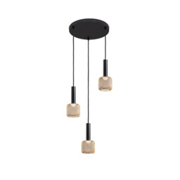 Sincro Dimmable 3 Light Cluster Pendant Ceiling Light Matt Black, Gold 3000K 1350Lm - thumbnail 1