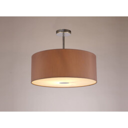 Baymont Polished Chrome E27 Semi Flush With 50cm x 20cm Dual Faux Silk Shade, Taupe/Halo Gold - thumbnail 2
