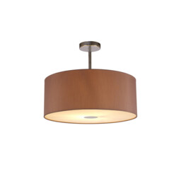 Baymont Polished Chrome E27 Semi Flush With 50cm x 20cm Dual Faux Silk Shade, Taupe/Halo Gold