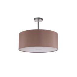 Baymont Polished Chrome E27 Semi Flush With 50cm x 20cm Dual Faux Silk Shade, Taupe/Halo Gold - thumbnail 5