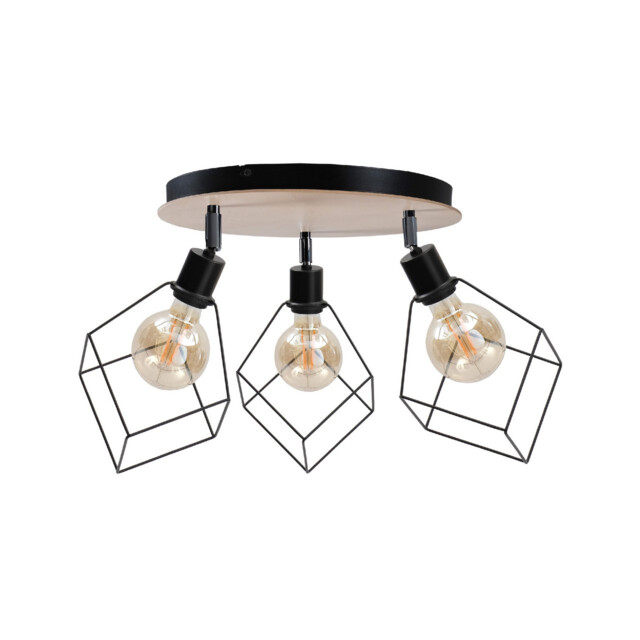Ruben Ceiling Spotlight Clusters Wood, 32cm, 3x E27