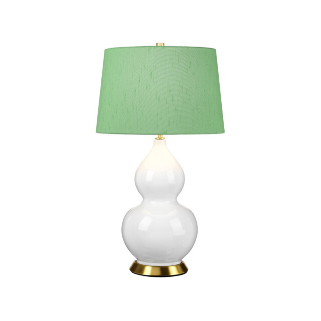 Isla Table Lamp with Round Tapered Shade, Aged Brass, White, Green - image 1