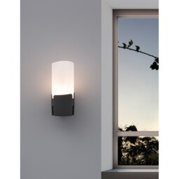 Pyro Outdoor Modern Wall Lamp Dark Grey Aluminium White Acrylic LED E27 IP54 - thumbnail 2