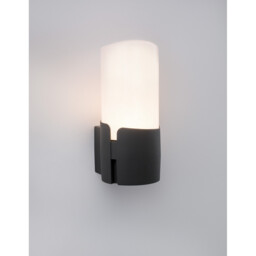 Pyro Outdoor Modern Wall Lamp Dark Grey Aluminium White Acrylic LED E27 IP54 - thumbnail 5
