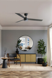 Rudder 132cm Smart LED Ceiling Fan Matt Black, Walnut Blade, 3 Blade Reversible - thumbnail 2