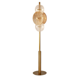 Wagon Wheel 6 Light Floor Lamp, Bronze Amber Glass