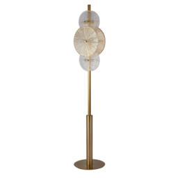 Wagon Wheel 6 Light Floor Lamp, Bronze Amber Glass - thumbnail 2