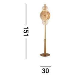 Wagon Wheel 6 Light Floor Lamp, Bronze Amber Glass - thumbnail 3