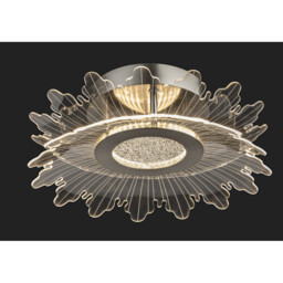 Trinity Flush Ceiling Fitting Brushed Steel with Decorative Transparent Acrylic 17w LED 1600lm 3000K