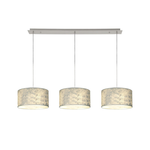 Baymont Polished Chrome 3 Light E27 Linear Pendant With 30cm x 17cm Silver Leaf Shade 2m - image 1