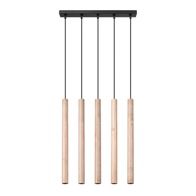Pastelo Modern Bar Pendant Ceiling Light Wood 5x G9 - image 1