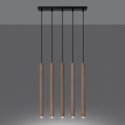 Pastelo Modern Bar Pendant Ceiling Light Wood 5x G9 - thumbnail 3