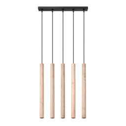 Pastelo Modern Bar Pendant Ceiling Light Wood 5x G9