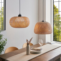 Bali Globe Pendant Ceiling Lamp, Natural Bamboo, White, Matt Black - thumbnail 5