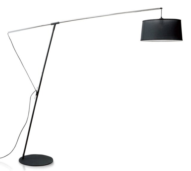 Nordica Arch Floor Lamp E27 with Black Shade, Black, Polished Chrome - image 1