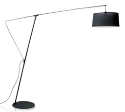 Nordica Arch Floor Lamp E27 with Black Shade, Black, Polished Chrome