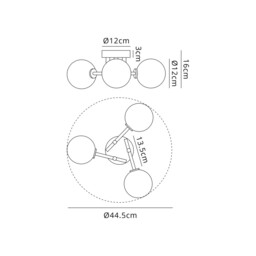 Tivoli 44.5cm Semi Flush Ceiling Round, 3 Light G9, IP44, Brass Gold/Clear Smooth Round Glass - thumbnail 2