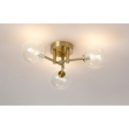 Tivoli 44.5cm Semi Flush Ceiling Round, 3 Light G9, IP44, Brass Gold/Clear Smooth Round Glass - thumbnail 3