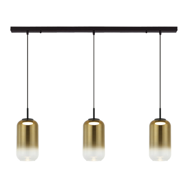 Thrya Bar Pendant Ceiling Light Black Matt-Gold Glass LED 3000K - image 1