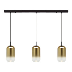 Thrya Bar Pendant Ceiling Light Black Matt-Gold Glass LED 3000K - thumbnail 1