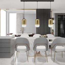 Thrya Bar Pendant Ceiling Light Black Matt-Gold Glass LED 3000K - thumbnail 3