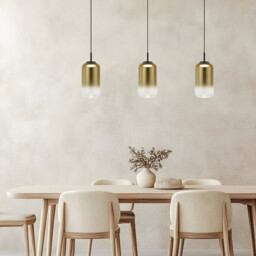 Thrya Bar Pendant Ceiling Light Black Matt-Gold Glass LED 3000K - thumbnail 2