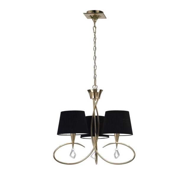 Mara Pendant 3 Light E14, French Gold With Black Shades - image 1