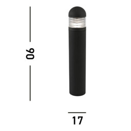 Bronx 1 Light Outdoor Bollard Light Black with Polycarbonate Diffuser IP65, E27 - thumbnail 5