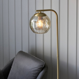 Dimple Complete Floor Lamp, Satin Brass Plate, Champagne Lustre Glass - thumbnail 5