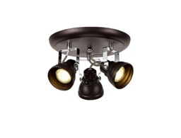 Laurens Adjustable Round Spotlight, 3 x GU10 (Max 10W LED), Oiled Bronze, Polished Chrome